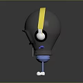Cartoon Character With Gray Helmet Yellow Headphones Hoodie Blue Pants White Shoes Smiling
