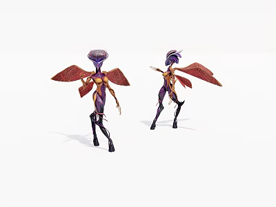 Game And Movie Character With Red Wings Purple Body And Unique Fantasy Design 3d model