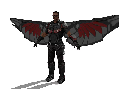 Game Movie Character In Black Red Armor With Large Wings 3d model
