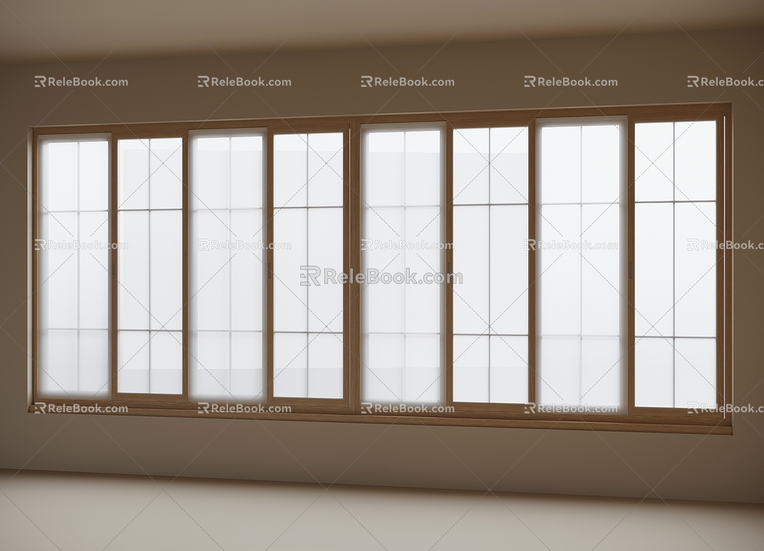 Modern wood windows 3d model