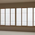 Wooden Frame Casement Windows Installation In Bright Interior With Multiple Panels 3d model