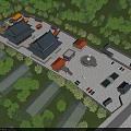 Traditional Ancient Chinese Architecture Complex With Courtyard Layout And Surrounding Green Trees