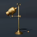 Vintage Brass Table Lamp With Adjustable Arm Round Base And Warm Light