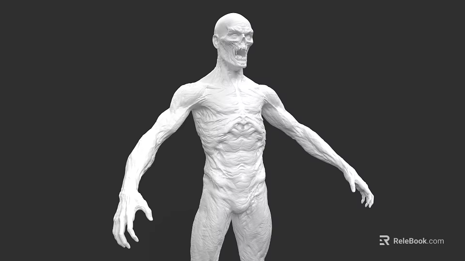 Game Movie Character Monstrous 3D Model Featuring Muscular Structure Fierce Expression and Open Arms 3d model 