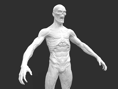 Game Movie Character Monstrous 3D Model Featuring Muscular Structure Fierce Expression and Open Arms 3d model