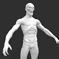 Game Movie Character Monstrous 3D Model Featuring Muscular Structure Fierce Expression and Open Arms