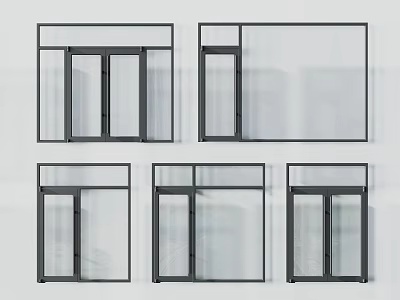 Modern Window Design Collection With Black Frames Clear Glass And Various Structures 3d model