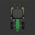 Green Tractor With Gray Cab Brown Roof Black Tires And Yellow Rims