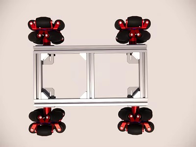 Metal Frame Mobile Stand With Black Wheels And Red Accents 3d model