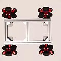 Metal Frame Mobile Stand With Black Wheels And Red Accents