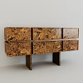 Entryway Side Cabinet Wooden Storage Cabinet With Drawers Marble Like Pattern And Modern Design