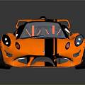 Orange Racing Car with Black Stripes Rear Spoiler and High Performance Design