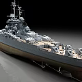 Detailed Large Battleship Model Featuring Main Guns Superstructure And Wooden Deck 3d model