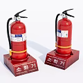 Two Red Fire Extinguishers on Red Bases as Essential Fire Safety Equipment 3d model