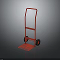 Red Construction Hand Truck With Wheels And Platform For Transporting Building Materials 3d model