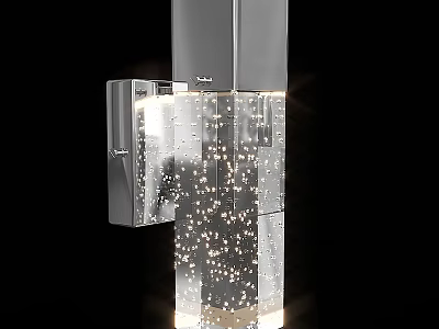 Modern Sleek Chrome Wall Light With Transparent Glass Shade And Sparkling Decorative Dots 3d model
