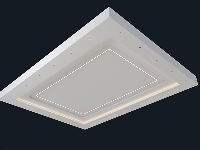 Modern Square Ceiling Design With Recessed LED Strip Lights And Layered Structure 3d model