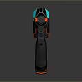 Advanced Futuristic Gun With Blue Orange Accents And Black Body Modern Design