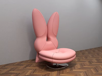Pink Unique Shape Sofa With Bunny Ear Design And Modern Leather Finish 3d model