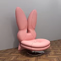 Pink Unique Shape Sofa With Bunny Ear Design And Modern Leather Finish