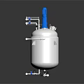 Stainless Steel Industrial Reactor with Blue Agitator Pipes and Support Structure