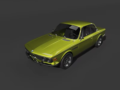 Yellow BMW Classic Sports Car With Sleek Exterior And Retro Styling 3d model