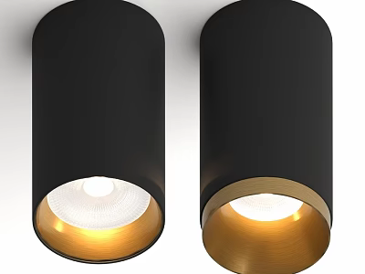 Modern Black Ceiling Lights with Gold Trim and Warm Illumination 3d model