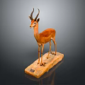 Antelope Taxidermy Mount Displayed On Wooden Base With Small Plaque