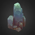 3D Rendered Stacked Rock Formation With Various Sizes Shapes Teal Brown Gradient And Polygonal Texture