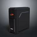 High Quality Black Computer Case with Red Logo Modern Design and Side Panels