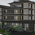Modern Multi Storey Building Exterior With Glass Windows And Structured Facade 3d model