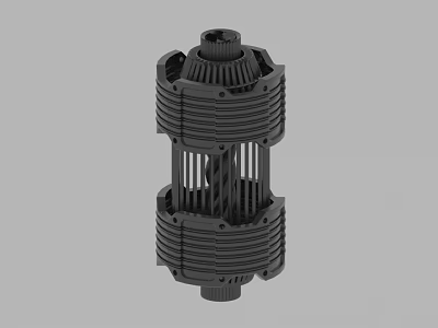 Industrial Black Mechanical Gear Component With Multi Layered Ribbed Structure Design 3d model