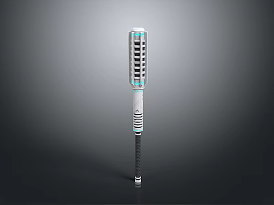 Futuristic Long Rod Weapon With Silver Blue Accents And Carbon Fiber Grip 3d model
