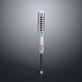 Futuristic Long Rod Weapon With Silver Blue Accents And Carbon Fiber Grip