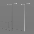White Outdoor Street Lights With Tall Poles And Double Lamp Heads Casting Shadows