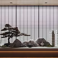 Tranquil Zen Garden Arrangement With Rock Formations Pine Tree And Stone Lanterns 3d model