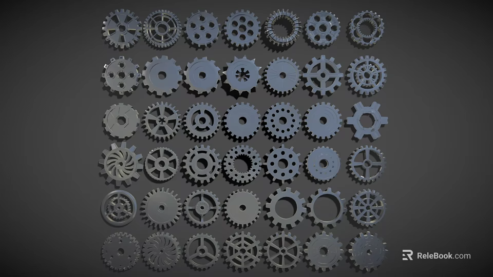 Assorted Hardware Tools Collection Showcasing Various Metal Gears With Intricate Designs 3d model 