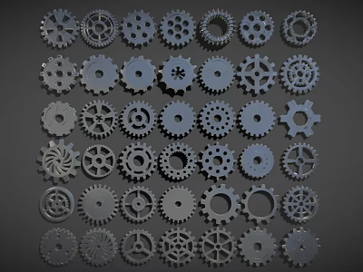Assorted Hardware Tools Collection Showcasing Various Metal Gears With Intricate Designs 3d model