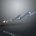 Ornate Fantasy Weapon With Silver Blade Red Handle And Decorative Patterns