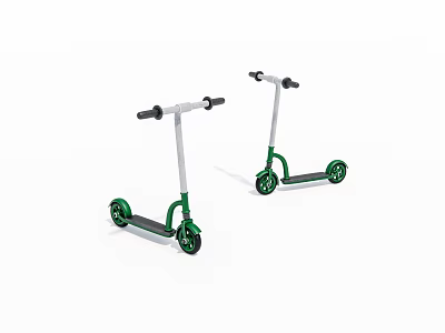 Two Green Kids Scooters With Silver Handlebar And Black Wheels For Outdoor Use 3d model