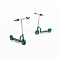 Two Green Kids Scooters With Silver Handlebar And Black Wheels For Outdoor Use