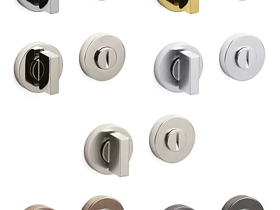 Stylish Modern Door Handles With Various Metallic Colors And Round Designs 3d model