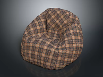 Cozy Plaid Fabric Bean Bag Chair For Modern Living Room Seating 3d model