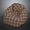 Cozy Plaid Fabric Bean Bag Chair For Modern Living Room Seating