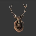 Brown Deer Head Animal Wall Decor with Large Antlers for Home Decoration