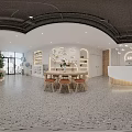 Modern Boutique Store Interior Featuring Shelves With Products White Counter And Wooden Chairs