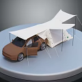 White Car Awning Camping Tent With Brown Vehicle And Shade Canopy