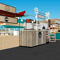 Vibrant Commercial Street With Strooperia Sign Outdoor Seating And Café Tables