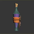 Decorative Blue Bottle With Wooden Cork And Orange Pink Flower Decoration