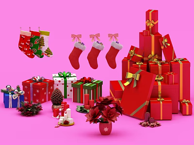 Modern Gift Box Christmas Supplies 3d model Modern Gift Box Christmas Supplies 3d model